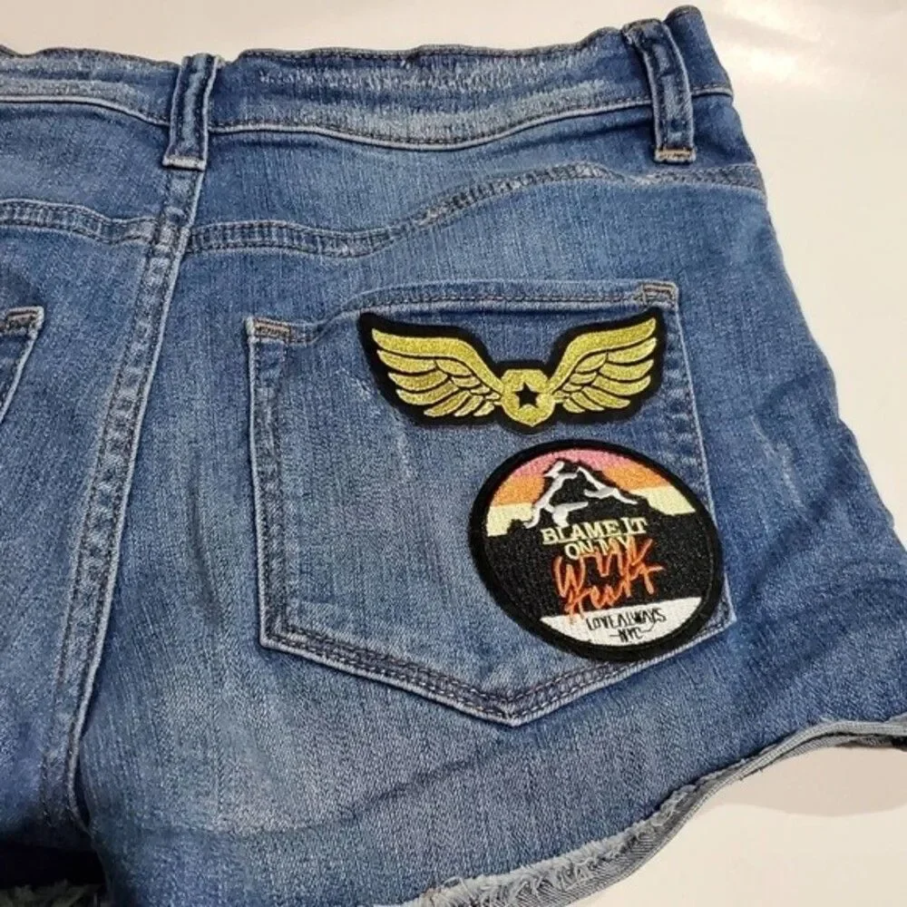 Express Jean Shorts Distressed Patches Size 4
